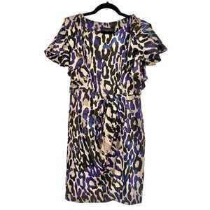 Julie Dillon ruffled sleeve leopard print dress size 8